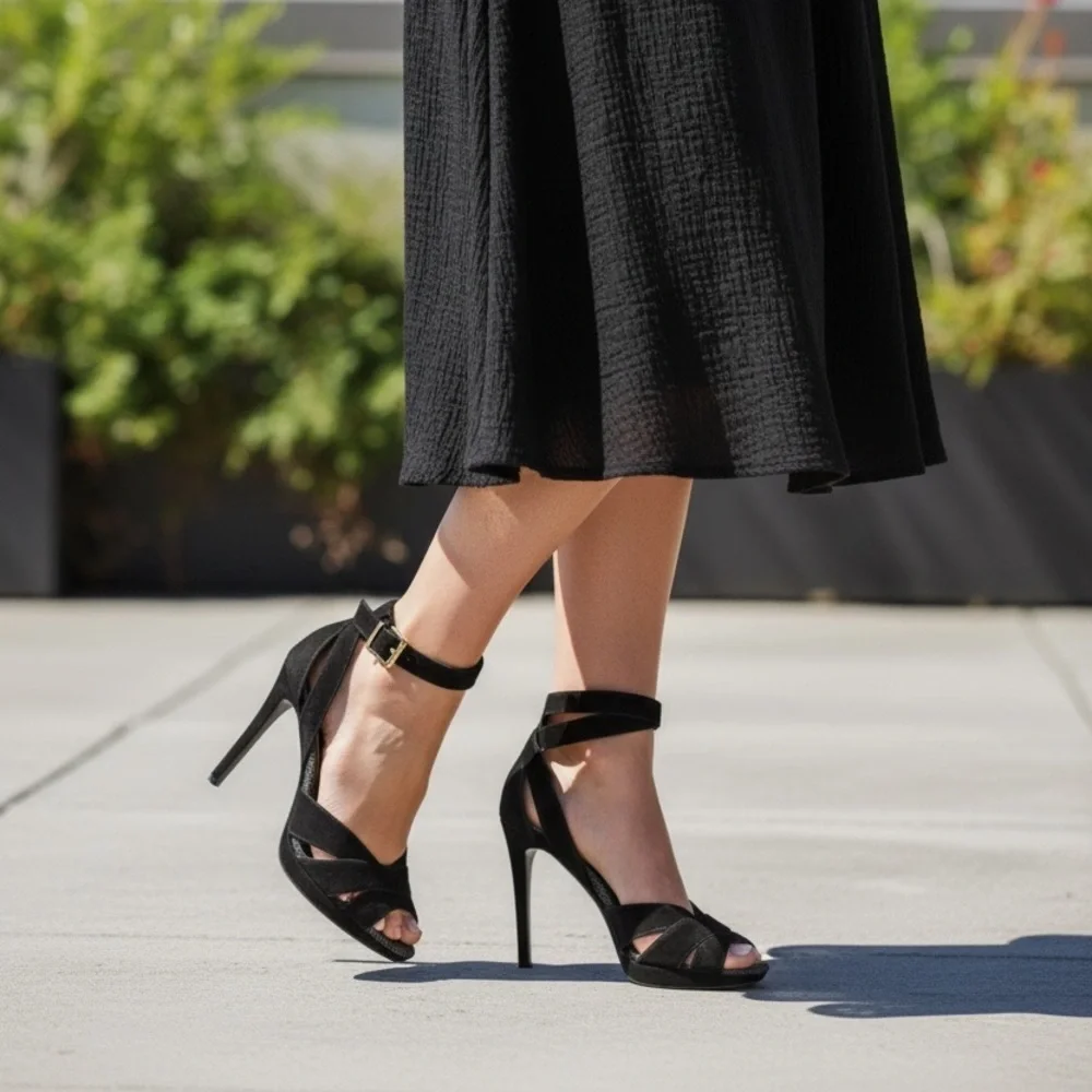 Burberry Elegant Black Platform Sandals